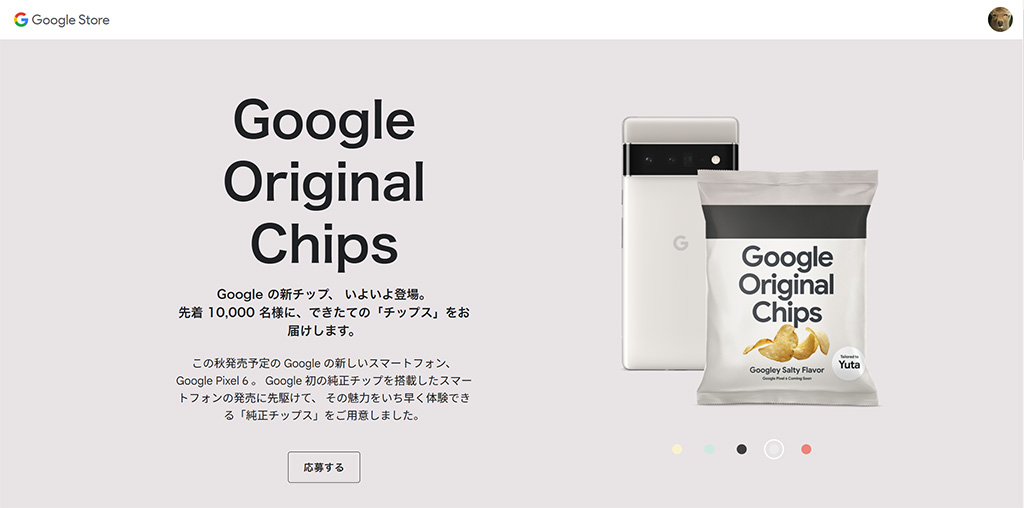 Googleの新チップに掛けて、ポテトチップスを先着1万名に配るキャンペーン「Google Original Chips」